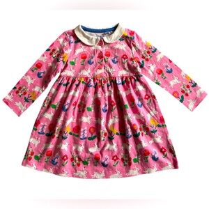 NWT. Mini Boden Floral Long Sleeve Bunny Dress, Size 9-12M